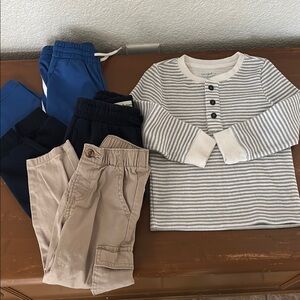 Striped Henley Shirt and Pants Set